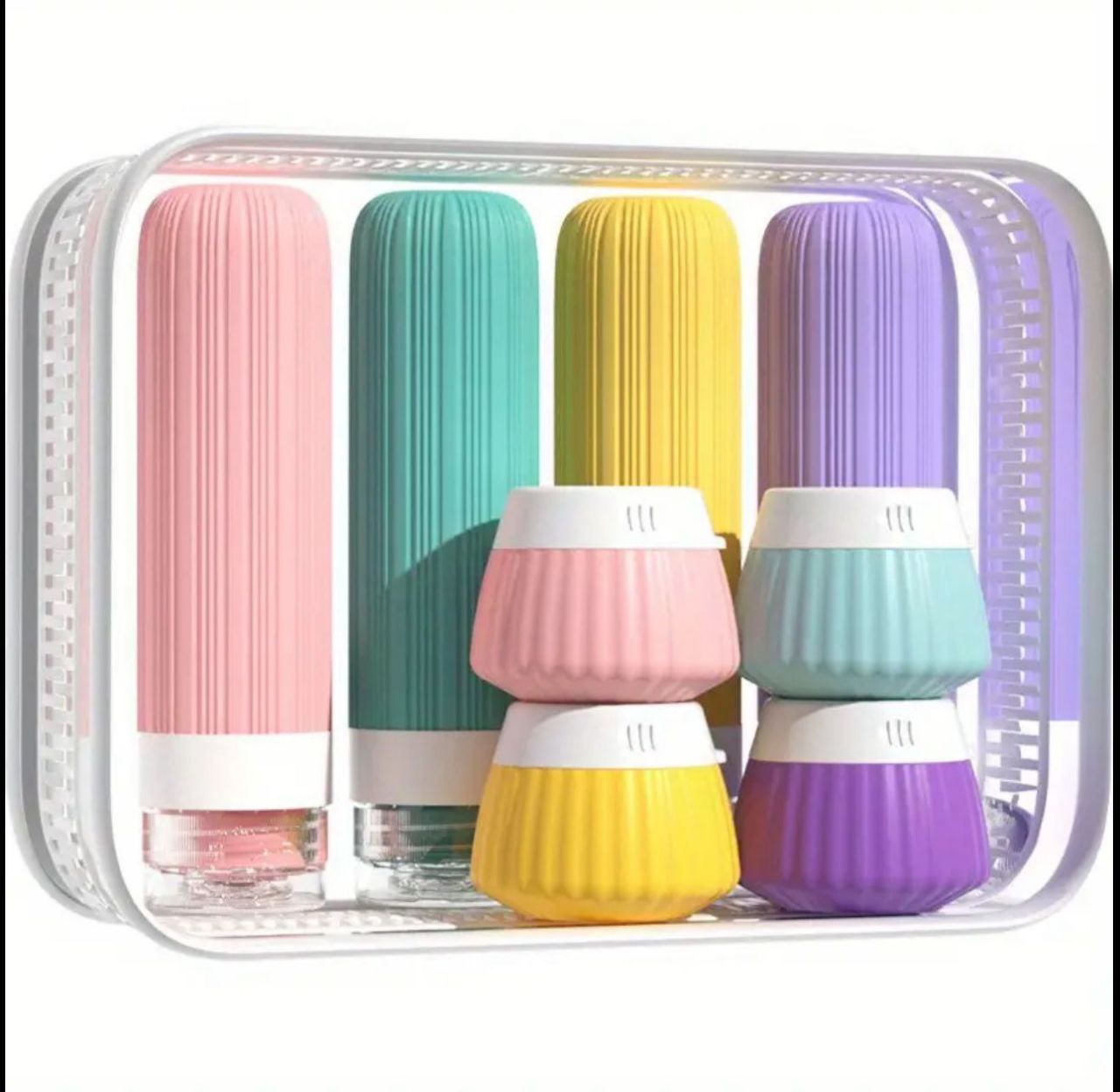 Lyonara 6 Pcs Silicone Travel Shampoo Lotion Bottle Set With Pouch