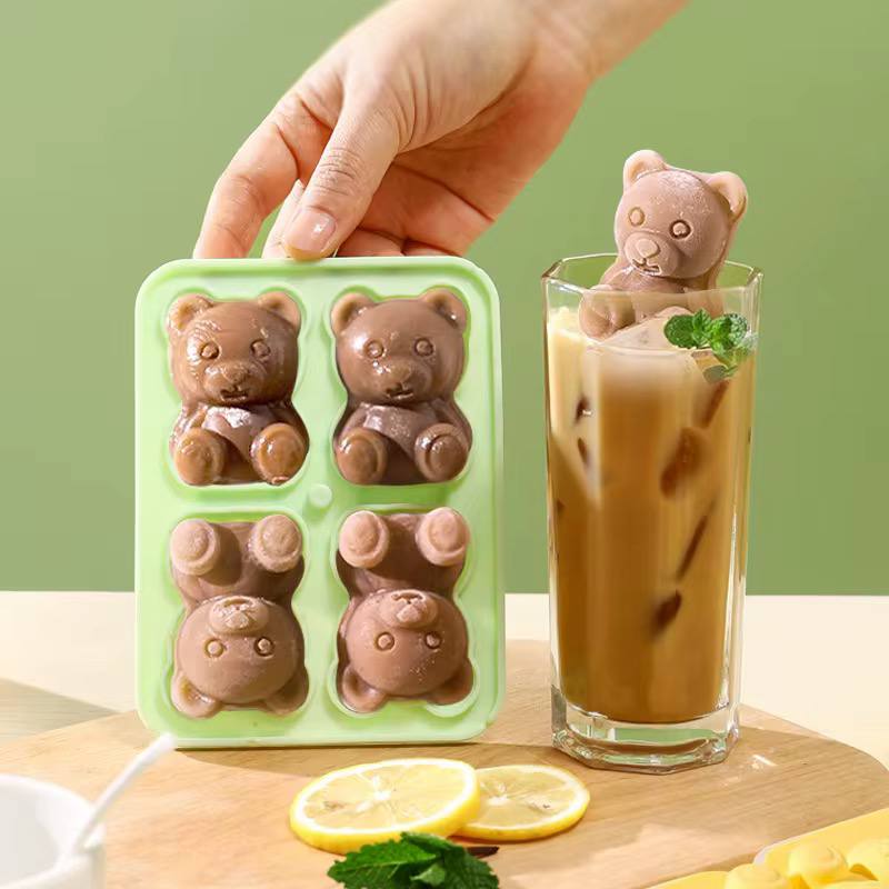 Lyonara Bearshape Silicone Ice Mold With Lid Cover { pack of 2 }