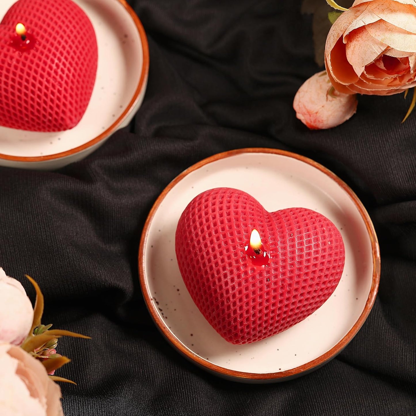 Lyonara Heart Candles, Soy Wax, Pair of 3