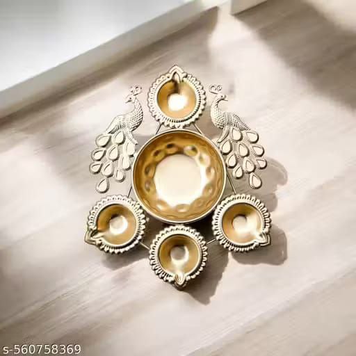 Lyonara Beautiful Peacock Traditional Diya for Diwali & Home ,Temple {pack of 2 }