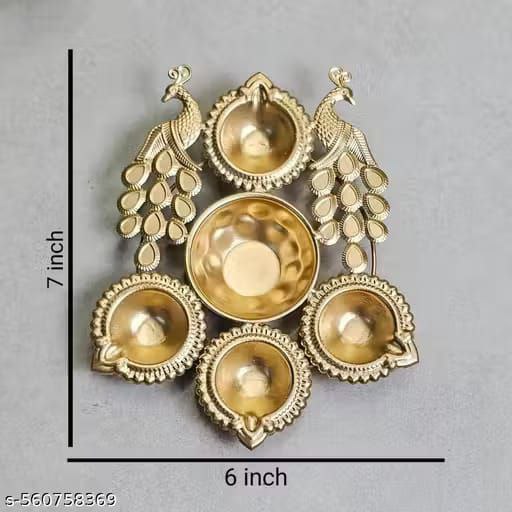 Lyonara Beautiful Peacock Traditional Diya for Diwali & Home ,Temple {pack of 2 }