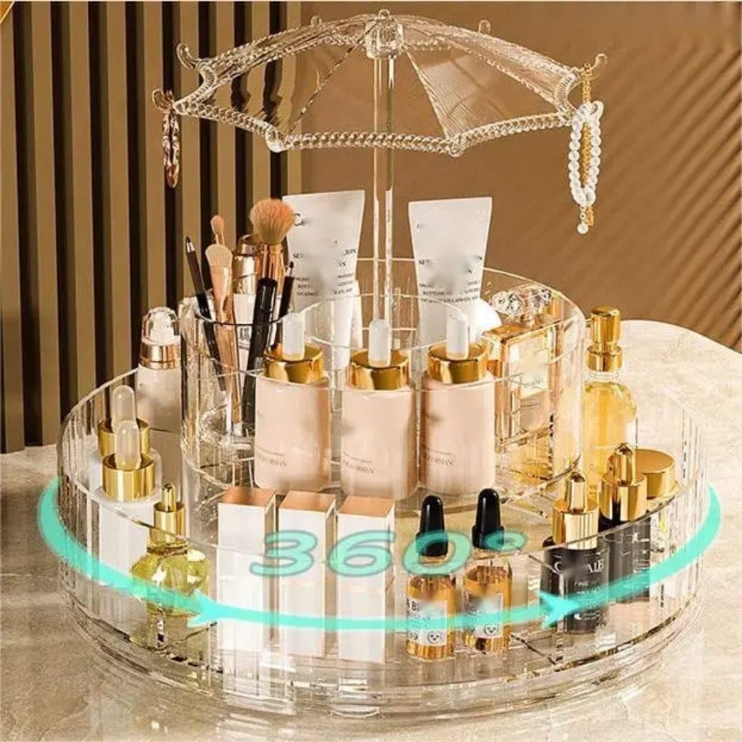 Lyonara Rotating cosmetic tray with umbrella