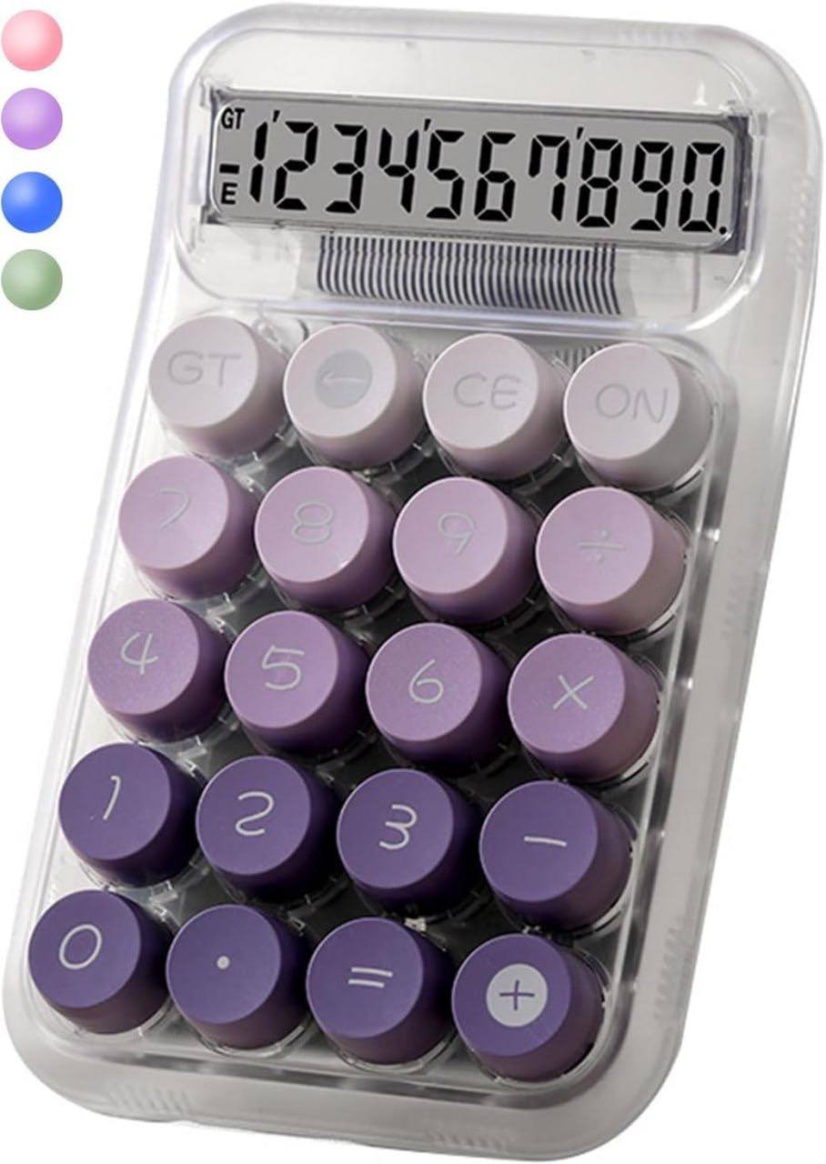 Lyonara Transparent Calculator Mechanical Switch Calculator Purple _ Green