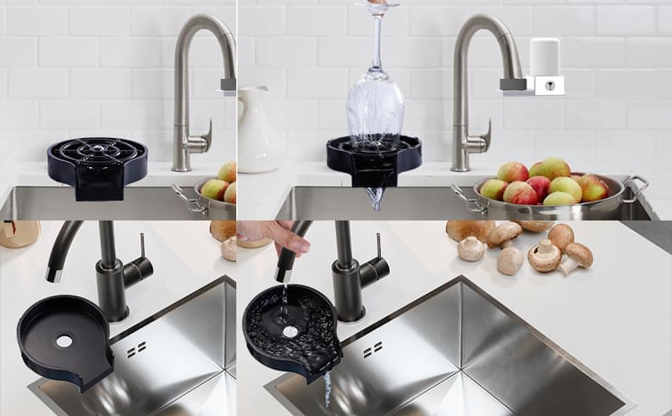 Automatic Cup Washer - Kitchen Sink Bottle Washer, Washing Machine Cleaning Accessories, Quick Rinse for Baby Bottle, Glass Bar, Kitchen Sink Automatic Washing Device