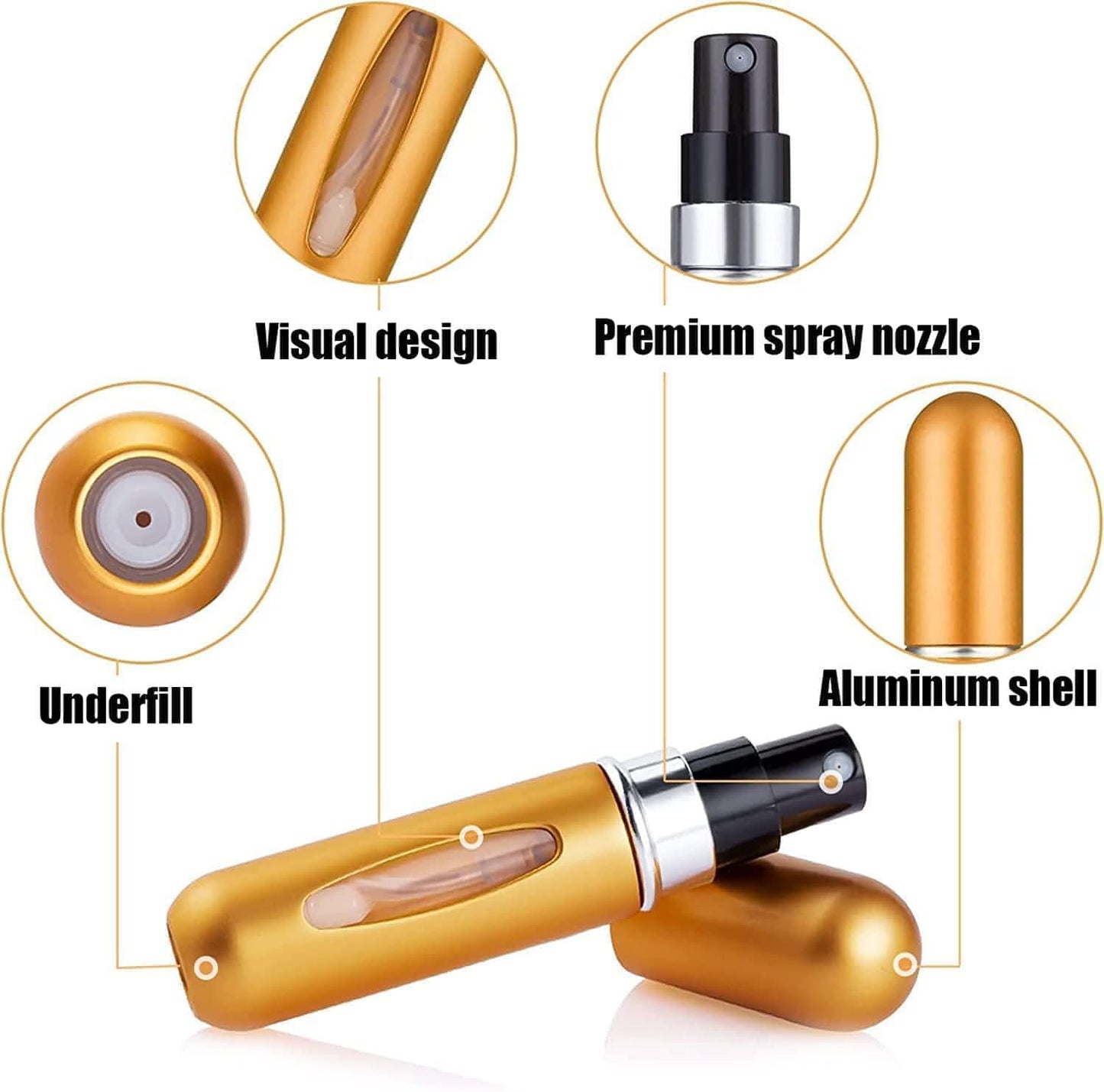 2 Portable Mini Refillable Perfume Atomizer Spray Bottles with 5ml Capacity Multifunctional, Sprayer Refiller (Multicolor, Pack of 2)