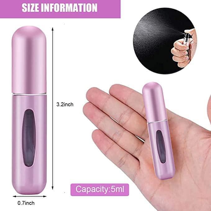 2 Portable Mini Refillable Perfume Atomizer Spray Bottles with 5ml Capacity Multifunctional, Sprayer Refiller (Multicolor, Pack of 2)