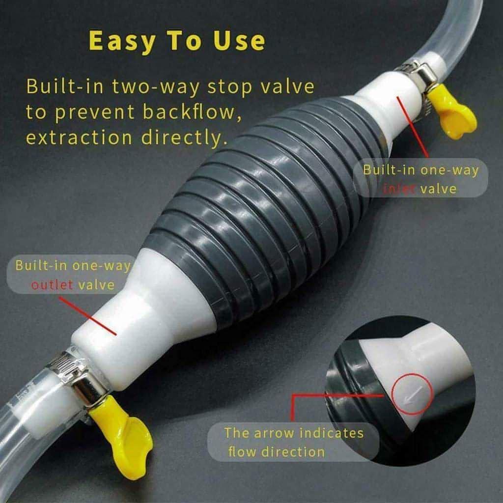 Fuel Transfer Pump Kit Tank Sucker Newest High Flow Hand Pump Portable Manual Car Fuel Transfer Pump for Petrol Diesel Oil Liquid Water Fish Tank with 2M Pipe Into 2 Parts