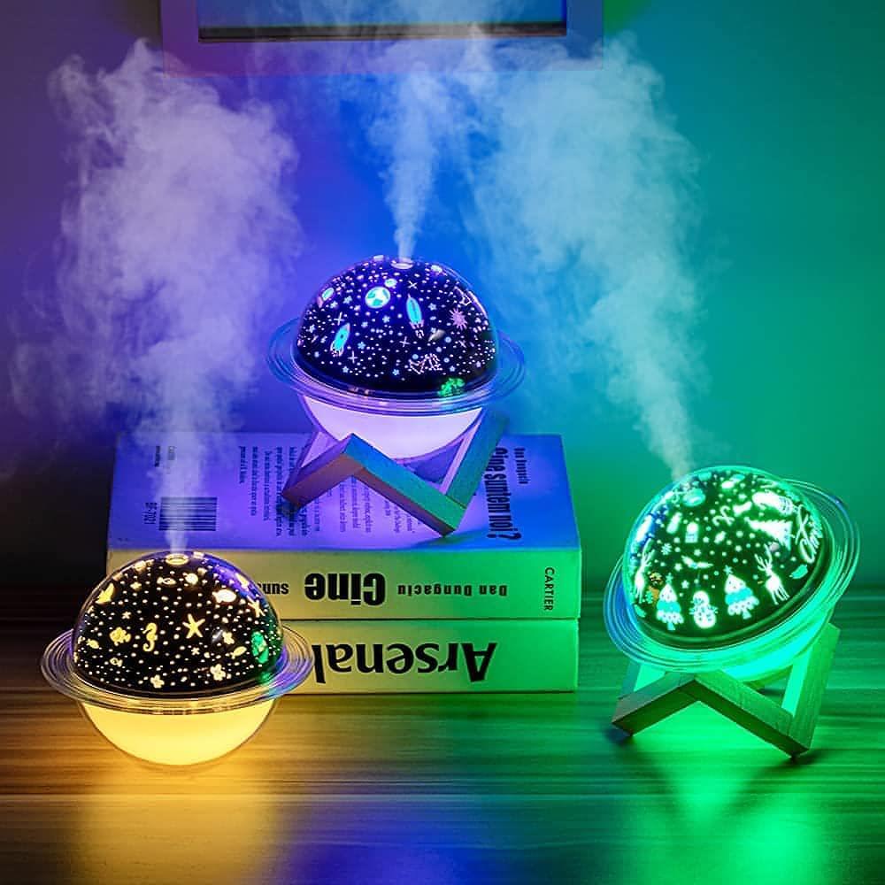 2 in 1 Star Projector Galaxy Lamp Cool Humidifier 3D LED Night Light Humidifiers For Home, humidifiers for home and car perfect for gifting, festivals and daily use (Galaxy Humidifier, 4 Lights mode, Pack of 1)