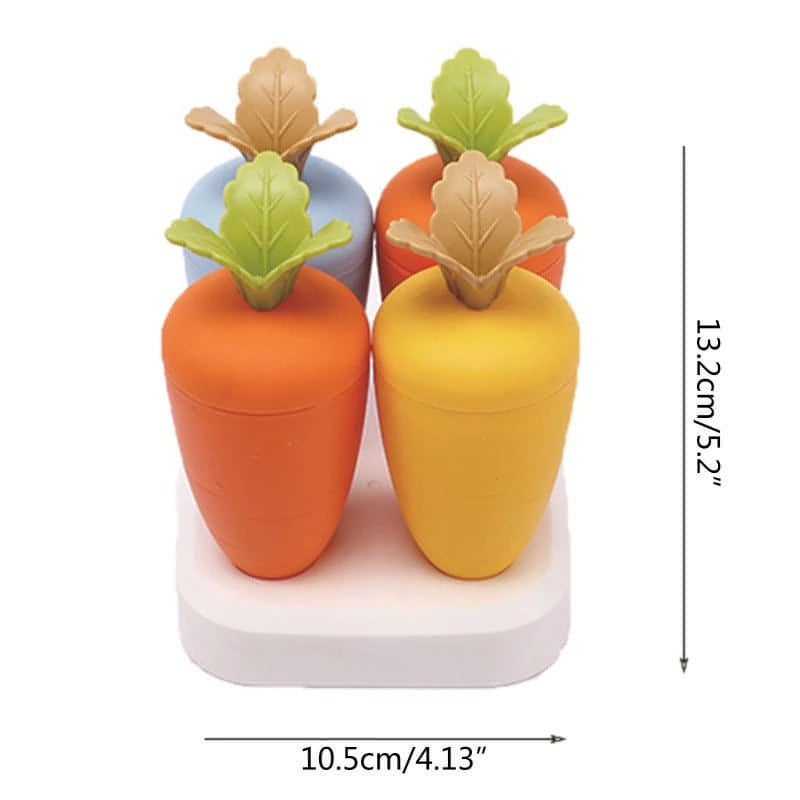 Cute Carrot Reusable Ice Cream Mold Plastic Convenient to Hold for Kids Gift perfect for ice cream or ice fruit popsicles (Pack of 1, 4 Popsicles, Multicolor)