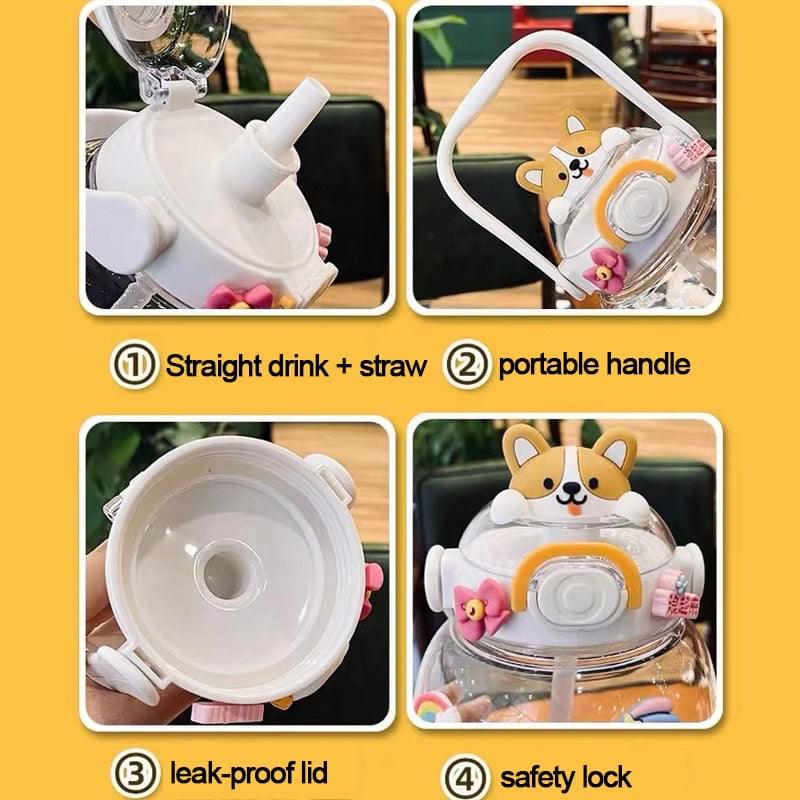 Big Belly Baby Water Bottle for kids, Anti-Spill Sippy Bottle with Soft Silicone Straw (Pack of 1 Bottle)