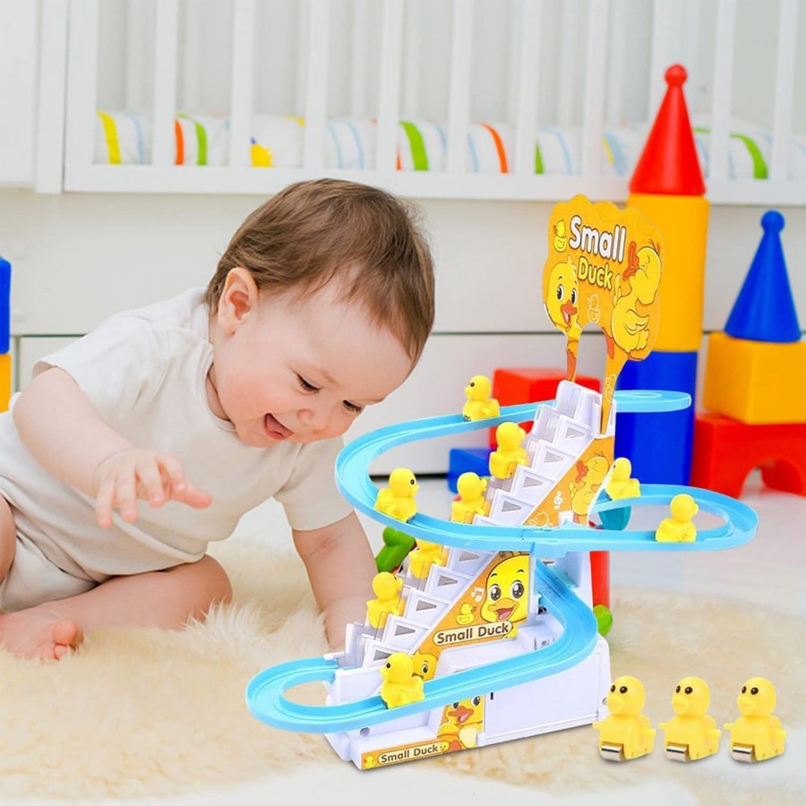 Electronic Duck Climbing and Sliding Adventure Set with Lights and Sounds