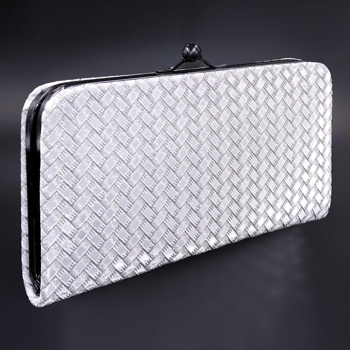 3D Bricks Checks design PU-LEATHER Shining & Glittering material Hand Wallet/Clutch