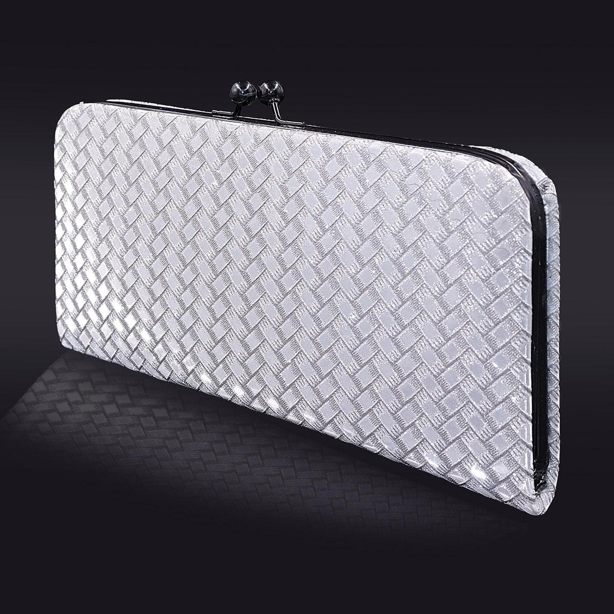 3D Bricks Checks design PU-LEATHER Shining & Glittering material Hand Wallet/Clutch