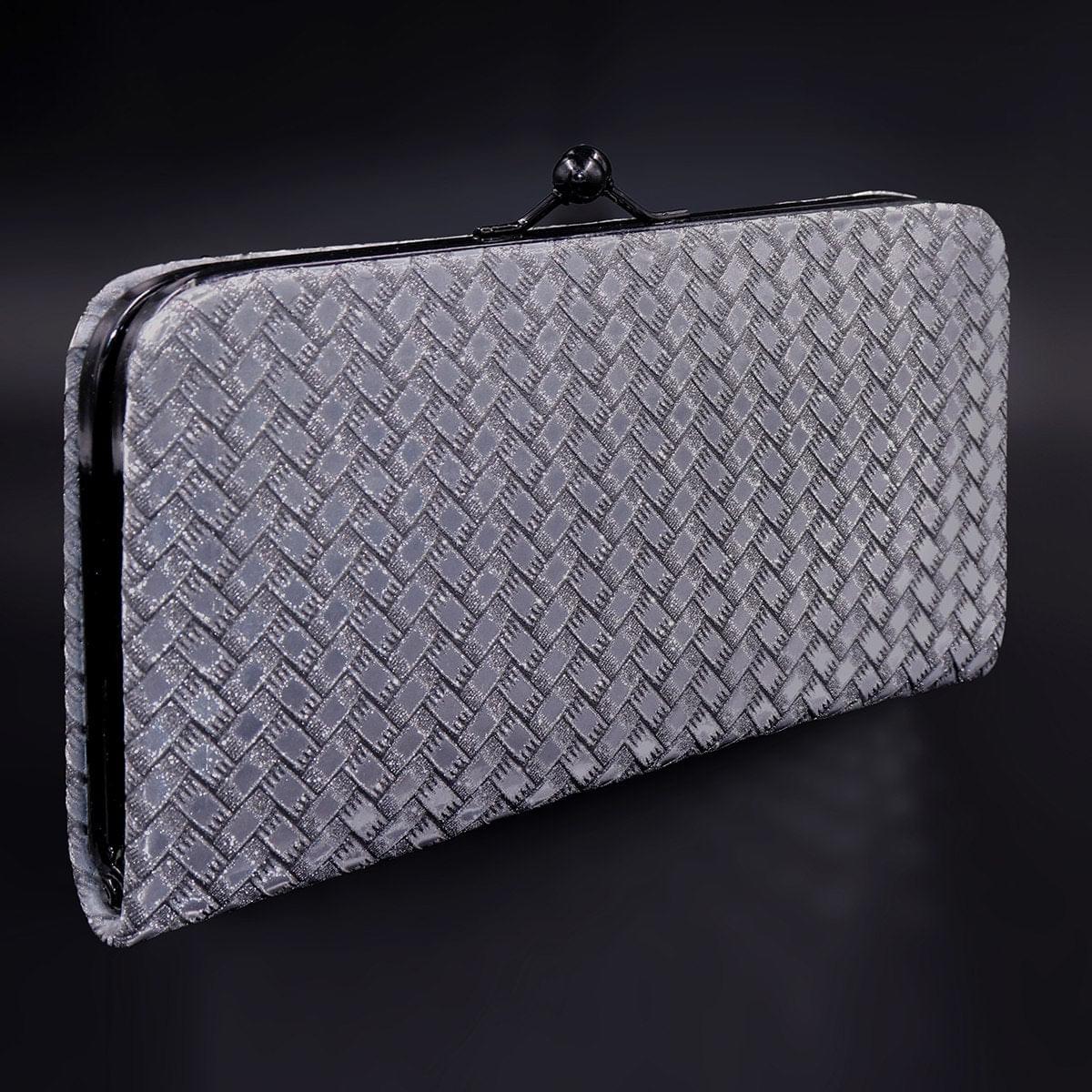 3D Bricks Checks design PU-LEATHER Shining & Glittering material Hand Wallet/Clutch