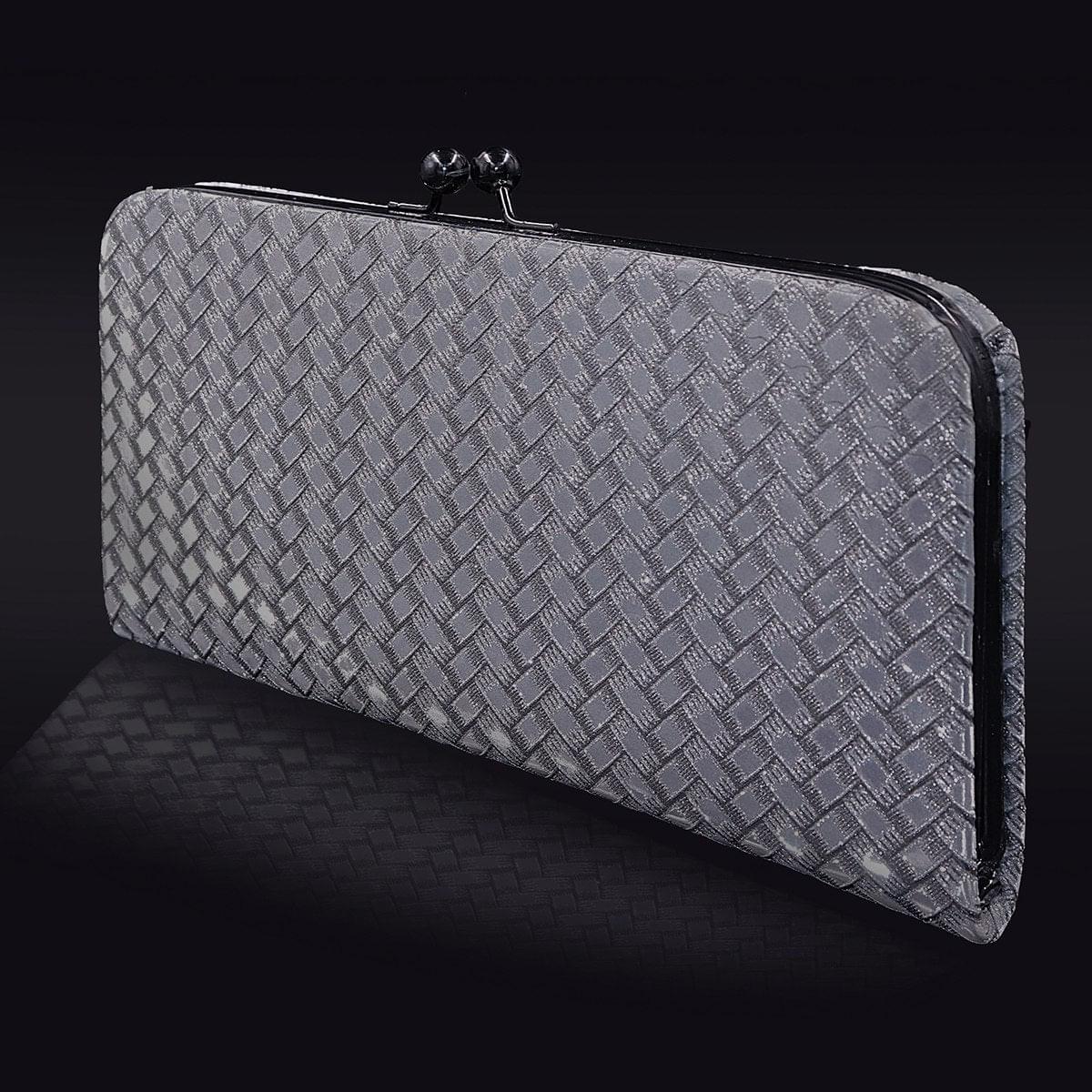 3D Bricks Checks design PU-LEATHER Shining & Glittering material Hand Wallet/Clutch
