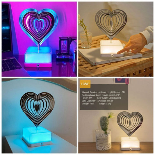 Lyonara 3D 360 ROTATING HEART SHAPE NIGHT LIGHT