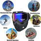 Lyonara Motorcycle Goggle mask Anti Scratch UV Protective Face Mask, Bike Riding Goggles Mask With Detachable Face Mask, Adjustable Elastic Strap Goggles Mask For Helmet - Rainbow Visor