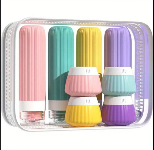 Lyonara 6 Pcs Silicone Travel Shampoo Lotion Bottle Set With Pouch