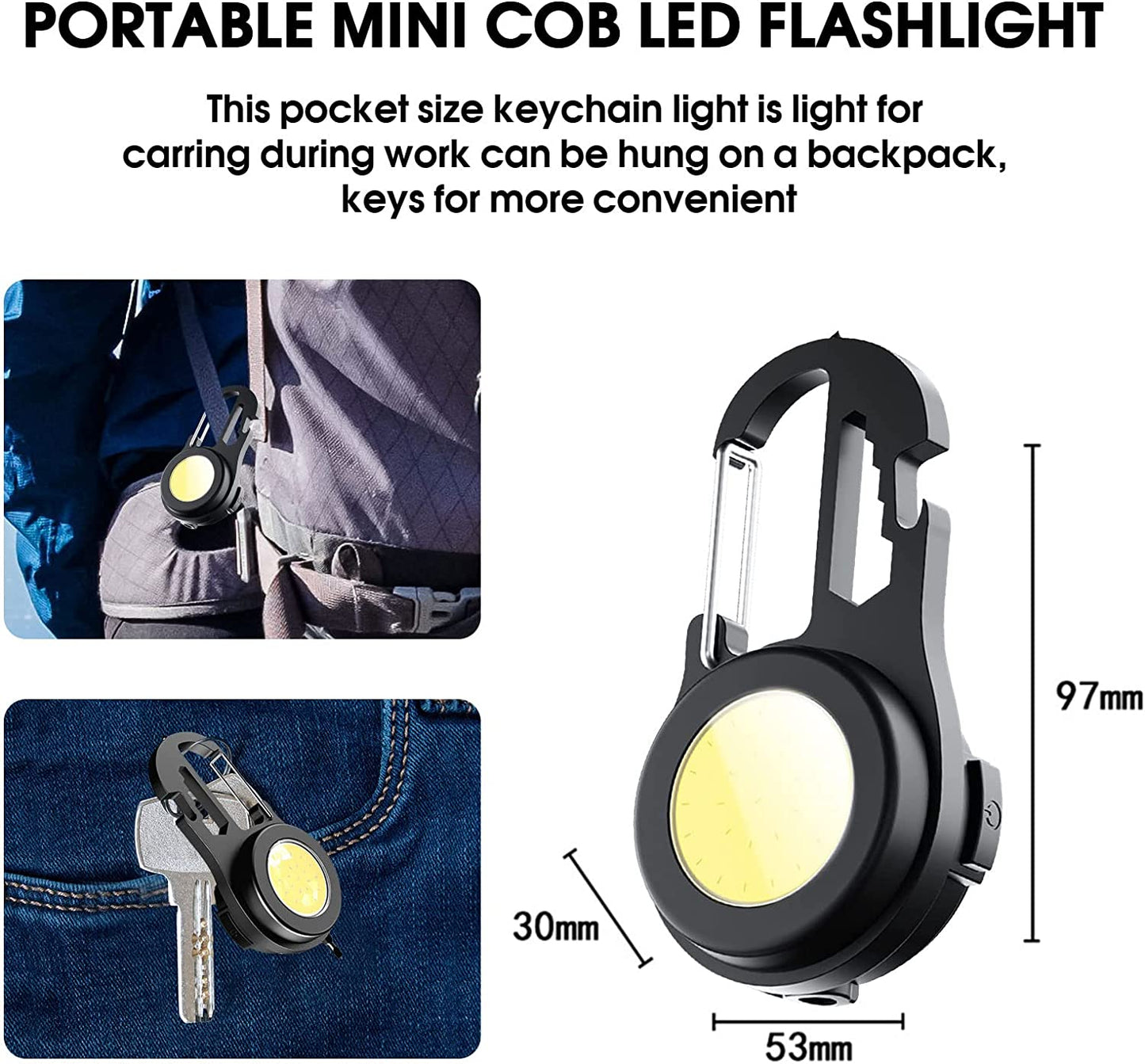 Mini LED Emergency Light: 500 Lumens - Waterproof & Rechargeable - 4 Modes - Magnetic Torch