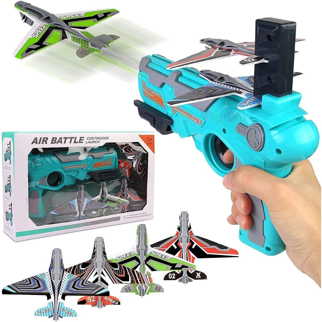 SkyStrike Airplane Launcher: Catapult Aircraft Gun with 4 Foam Planes - Outdoor Shooting Games