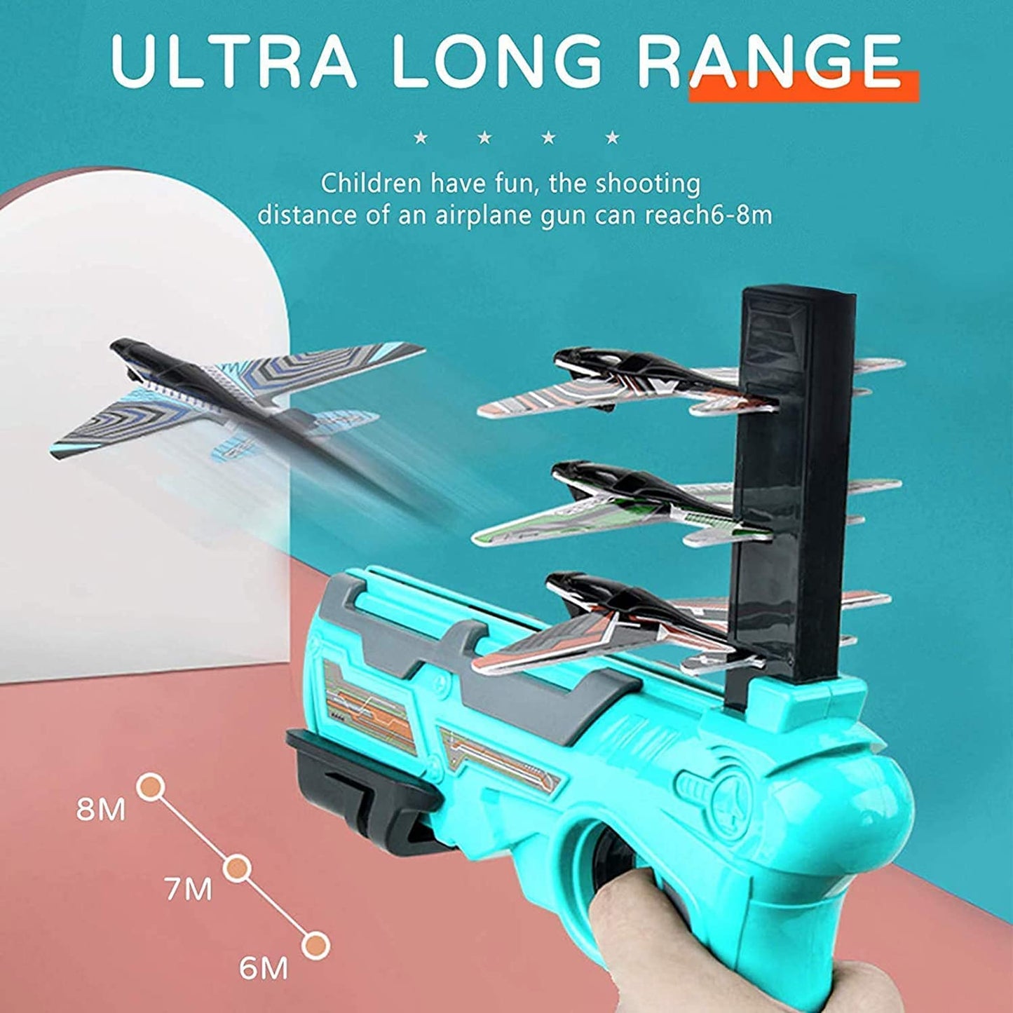 SkyStrike Airplane Launcher: Catapult Aircraft Gun with 4 Foam Planes - Outdoor Shooting Games