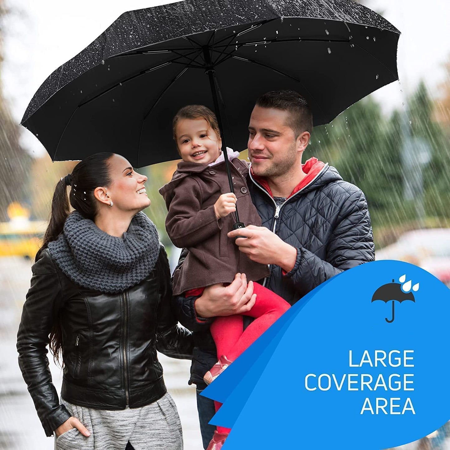 3-Fold Auto Open/Close Big Size Windproof Umbrella - Perfect for All Ages and Genders!