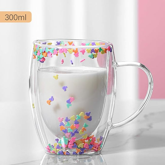 Lyonara Hot And Cold Double Wall Fancy Glass Cup