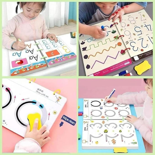 Lyonara Hand Writing Pen Control Training Book _ 64 Pages Magical Tracing Workbook Set