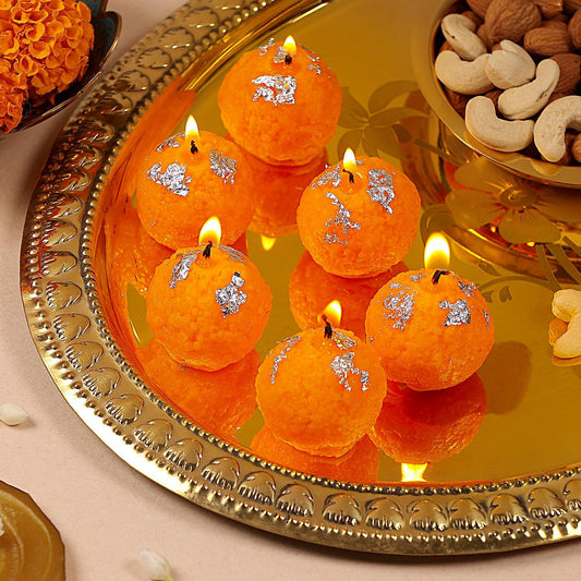 Lyonara Motichoor Ladoo Shaped Candles pack of 6