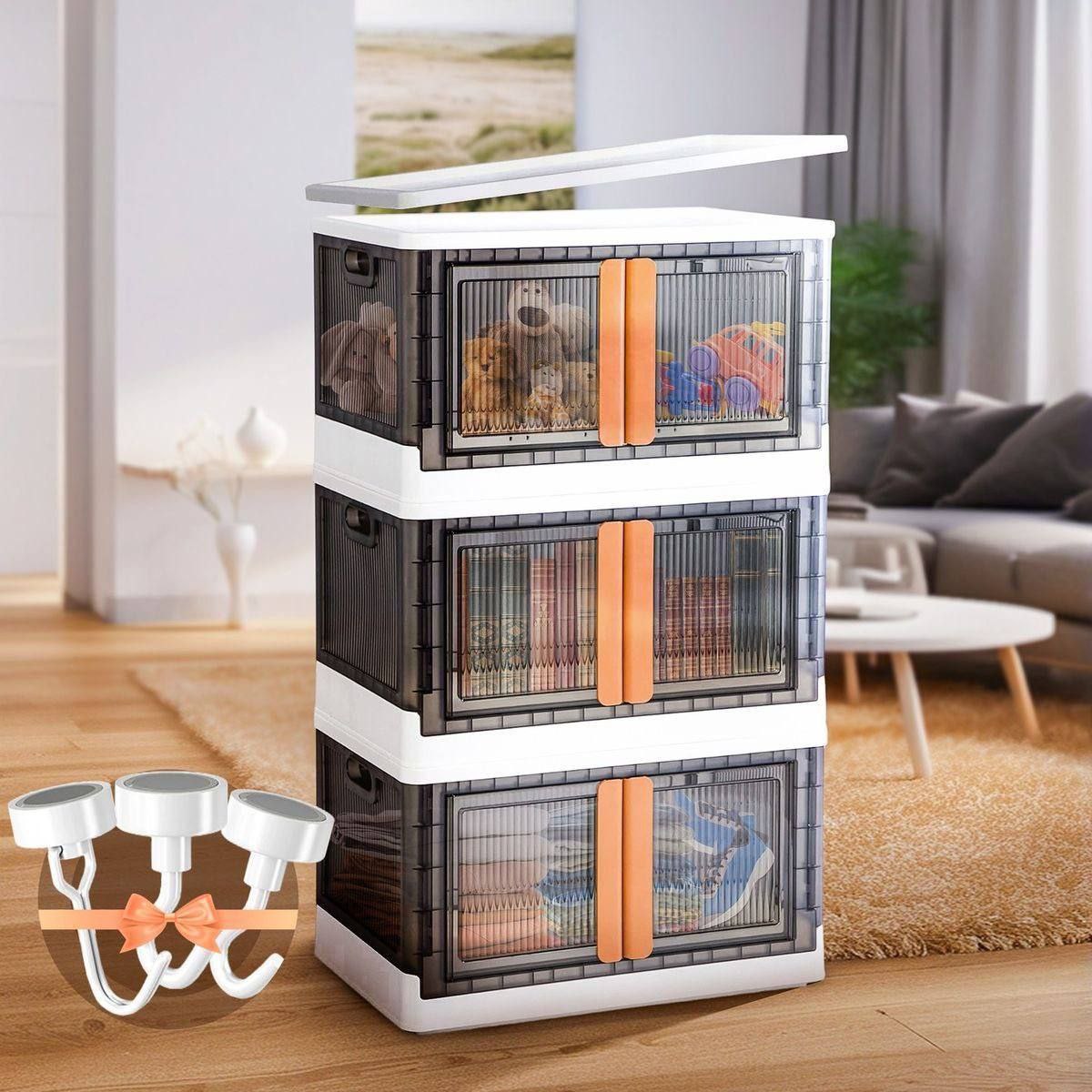 Lyonara foldable storage cubes with wheels  { premium quality }  [pack of 4]