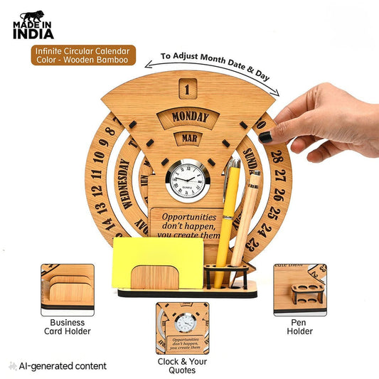 Lyonara Lifetime Infinite Calendar 2025 With Desk Organizer And Clock For Office _ Home