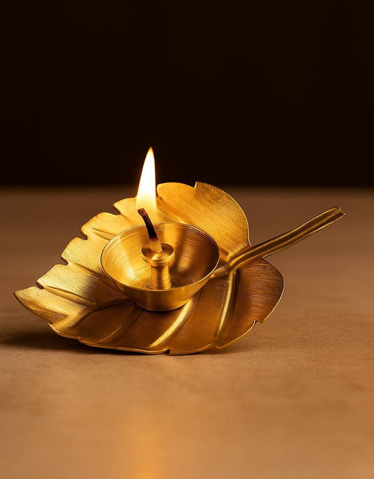 Lyonara Metal Leaf Premium Diya { pack of 3 }