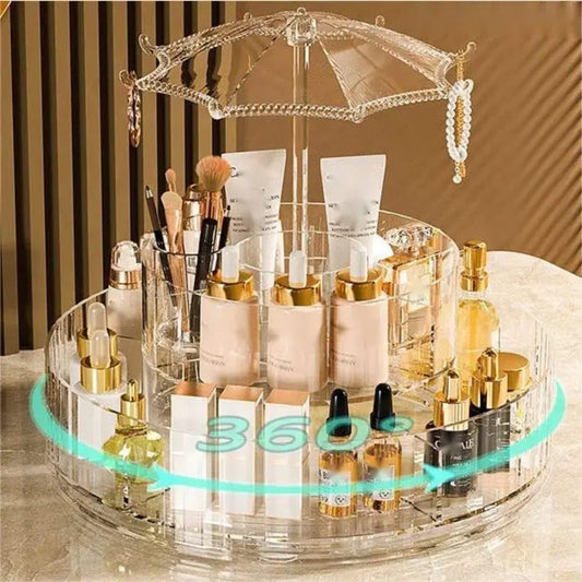 Lyonara Rotating cosmetic tray with umbrella