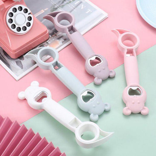 Cute Bottle Opener Multifunctional Four-in-one PP Non-Slip Jars Opener for Kitchen (Multicolor, Pack of 1)