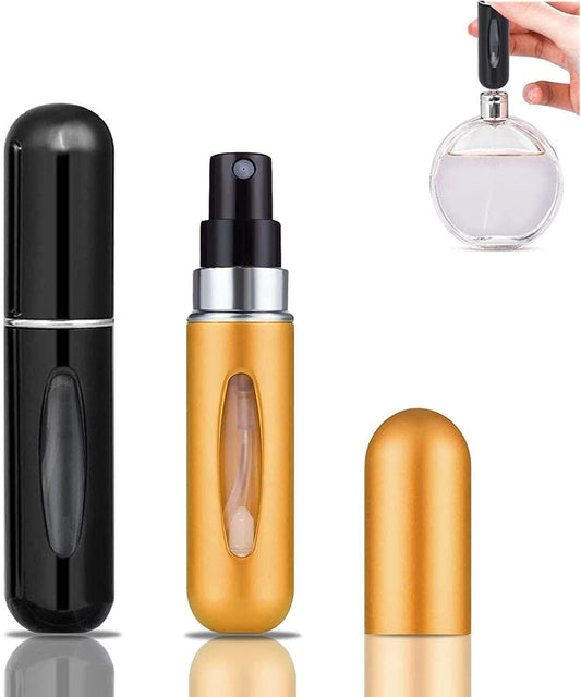 2 Portable Mini Refillable Perfume Atomizer Spray Bottles with 5ml Capacity Multifunctional, Sprayer Refiller (Multicolor, Pack of 2)