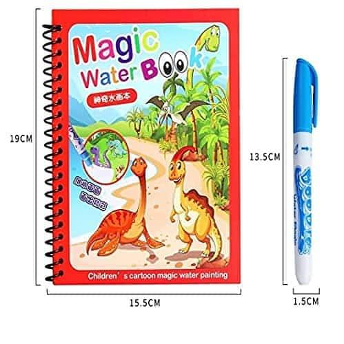 Kid's Magic Water Coloring Books Unlimited Fun with Drawing Reusable Water-Reveal Activity Pad, Chunky-Size Water Pen for Kids [Pack of 4 books and 4 pens]