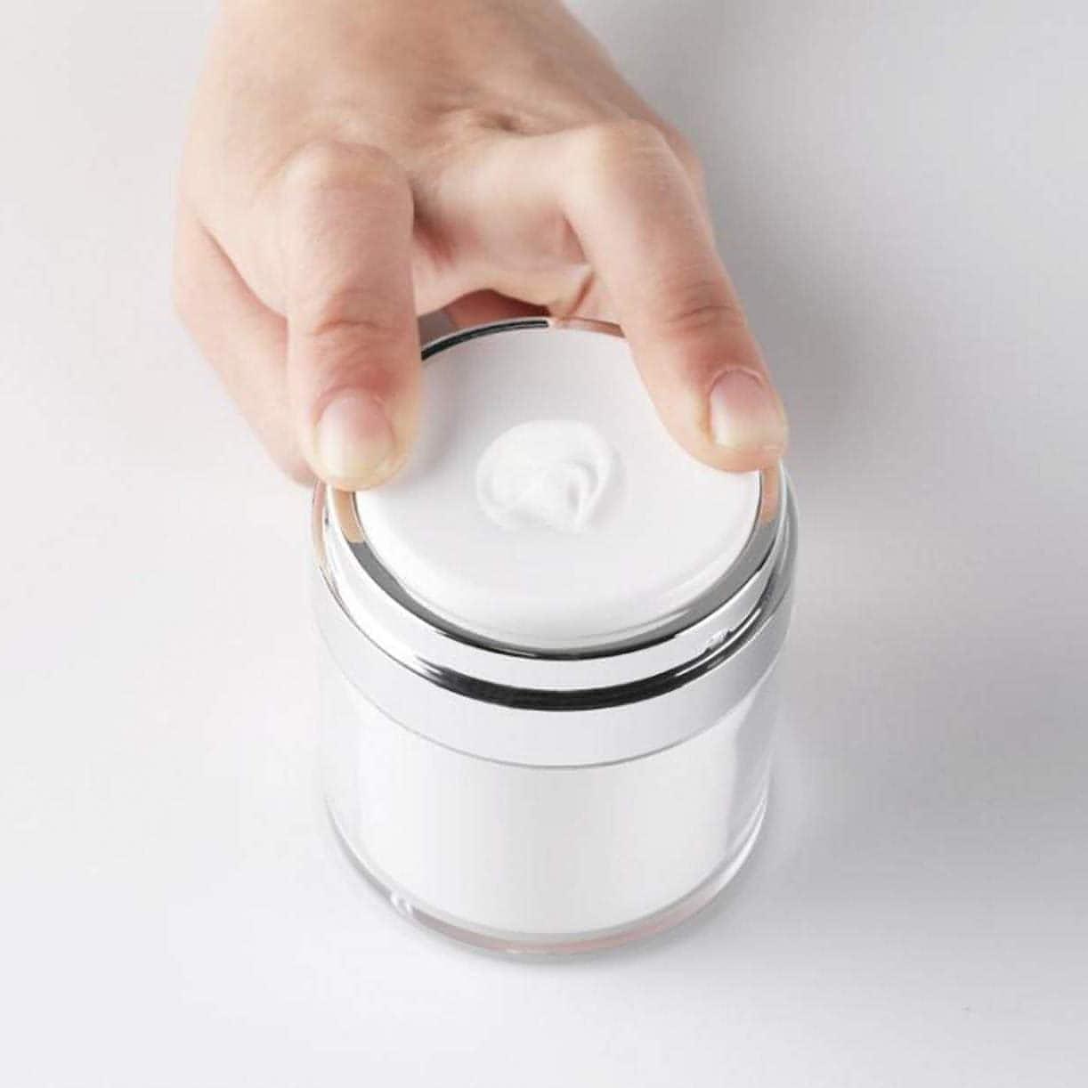 Empty Airless Cosmetic Container 50 ML Portable Refillable Travel Size Airless Pump Jar Acrylic Vacuum Hand Press Bottle Container with Pump Lotion Jar with Lid for Face Lotion Box Skincare Cream