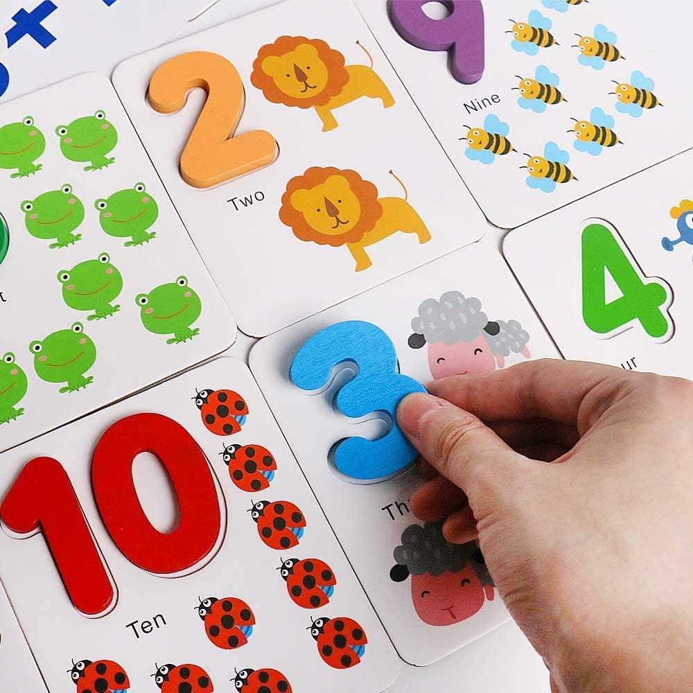 Mathematics Game for Preschool Learning Toys Calculation Matching Puzzles to Sight Numbers Flash Cards