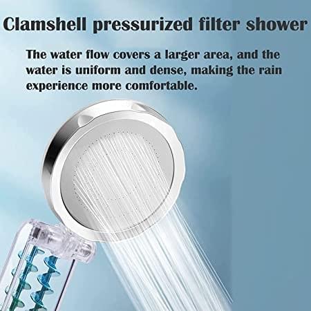 Double Turbo Propeller Shower Head Foldable High Pressure Flow with Fan