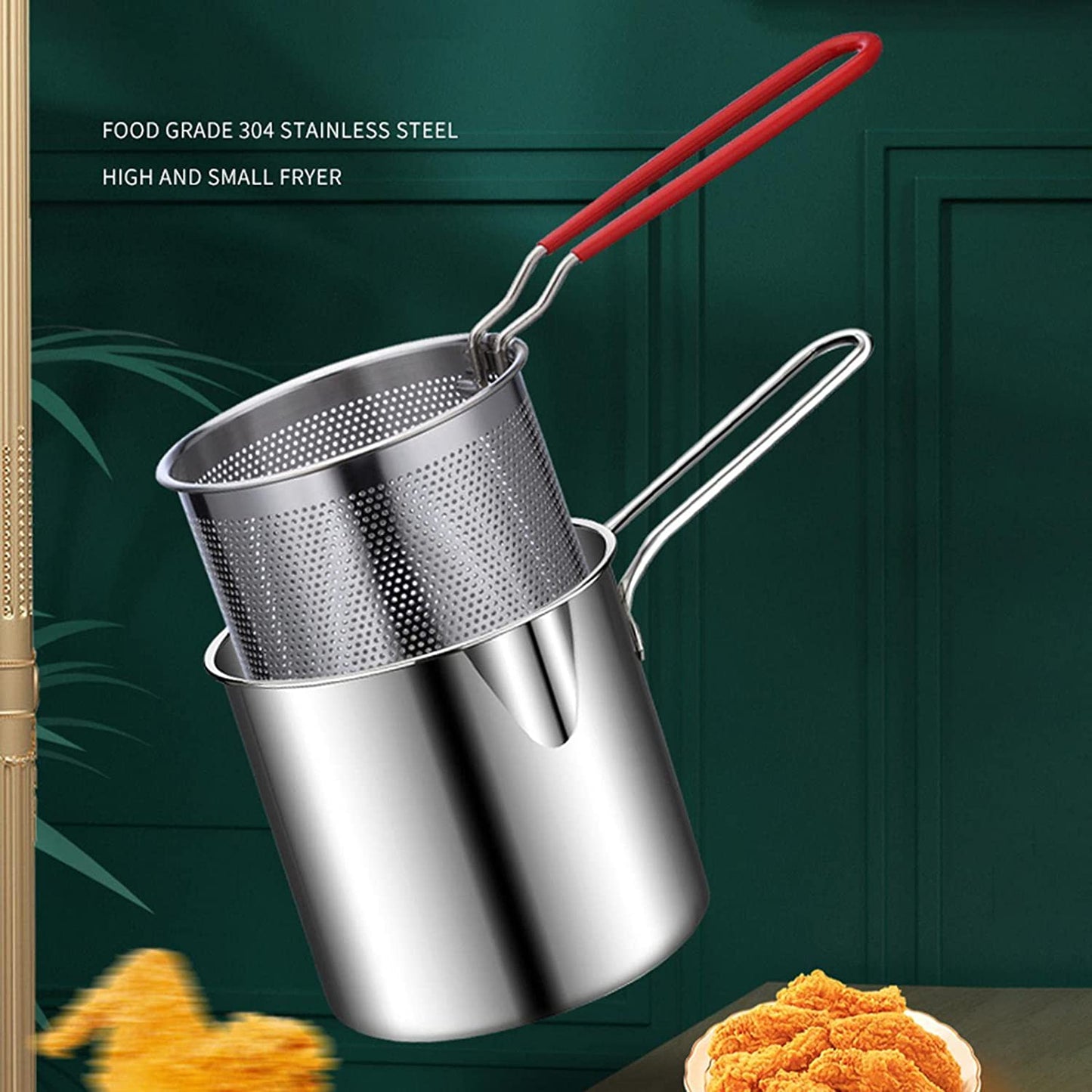 Stainless Steel Deep Fryer Pot Detachable Fryer Pan High with Basket Universal Deep Fry Pan Fry Pot for Home Fries Kitchen Camping