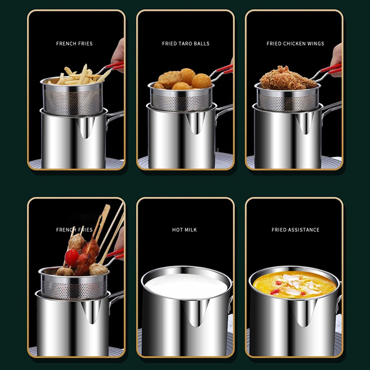 Stainless Steel Deep Fryer Pot Detachable Fryer Pan High with Basket Universal Deep Fry Pan Fry Pot for Home Fries Kitchen Camping