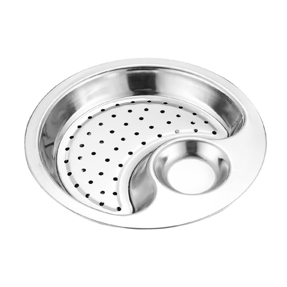 Stainless Steel Dumpling Plate Fruit Dish Drainer Set Stainless Steel Double Layers Bowl with Vinegar DISC