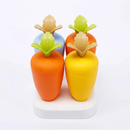 Cute Carrot Reusable Ice Cream Mold Plastic Convenient to Hold for Kids Gift perfect for ice cream or ice fruit popsicles (Pack of 1, 4 Popsicles, Multicolor)
