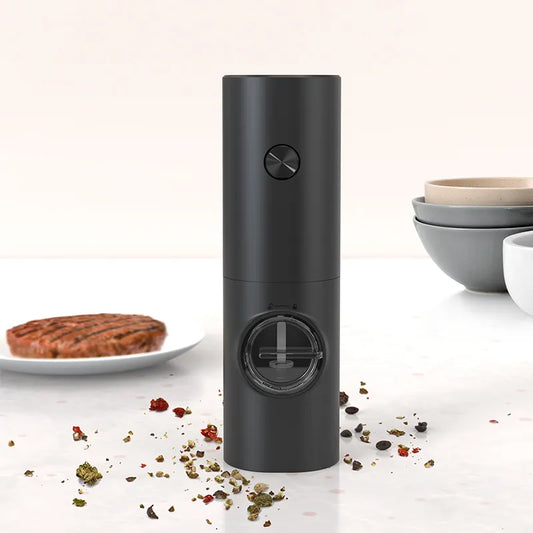 Electric Pepper Grinder Battery Operated with Automatic LED Light, Adjustable Coarseness