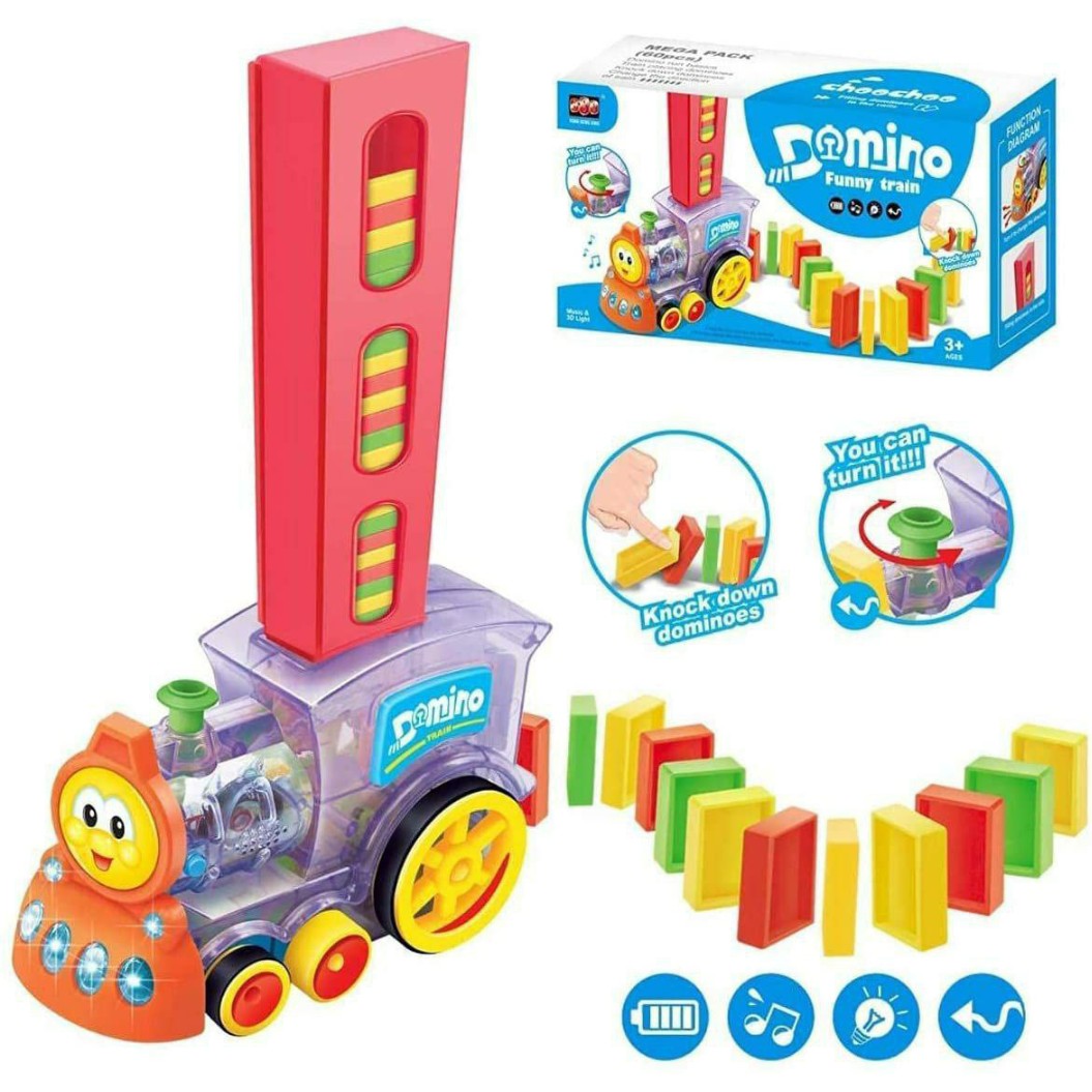 Domino Train Express: 60-Piece Set with Lights and Sounds for Creative Fun and Learning!