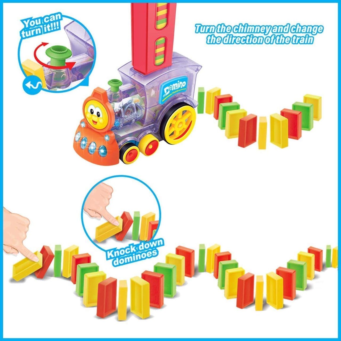 Domino Train Express: 60-Piece Set with Lights and Sounds for Creative Fun and Learning!