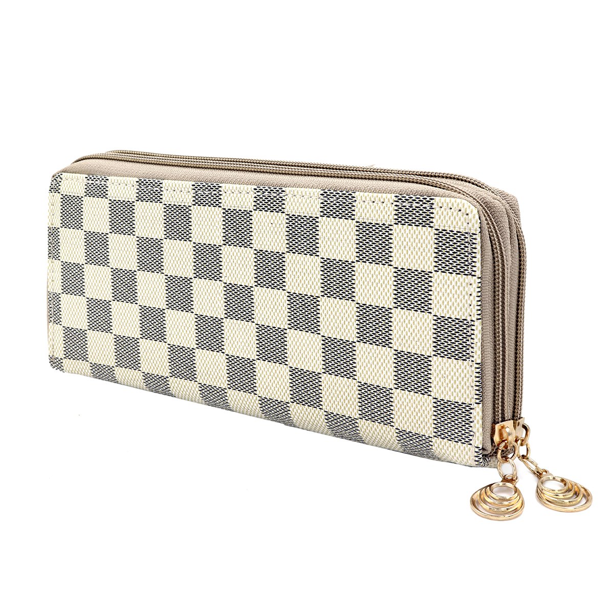 Stylish Clutch Check Premium Vintage collection PU-LEATHER with 2 Main Zipper Pockets