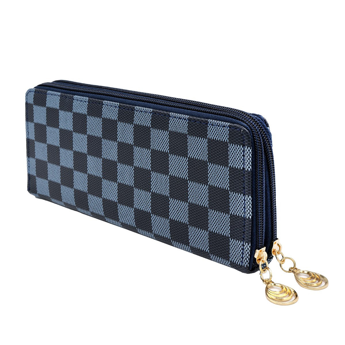 Stylish Clutch Check Premium Vintage collection PU-LEATHER with 2 Main Zipper Pockets